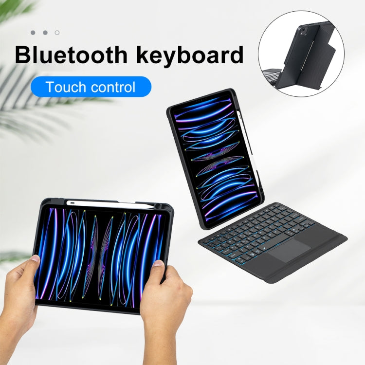 T11-AS For iPad Air 5/4 10.9/Pro 11 2022&2021&2020&2018 Touch Backlight Split Type Bluetooth Keyboard Leather Case