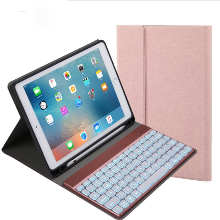 508A Detachable Bluetooth Keyboard + Horizontal Flip Leather Tablet Case with Holder & Colorful Backlight for iPad Pro 9.7 inch, iPad Air, iPad Air 2, iPad 9.7 inch (2017), iPad 9.7 inch (2018)