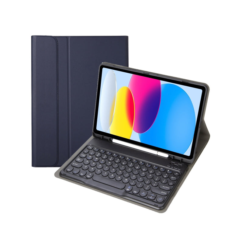 For iPad 10th Gen 10.9 2022 YA10B Lambskin Texture Bluetooth Keyboard Leather Tablet Case with Pen Slot