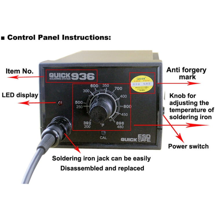 QUICK 936 220V 60W Anti-static Soldering Iron Soldering Station, AU Plug