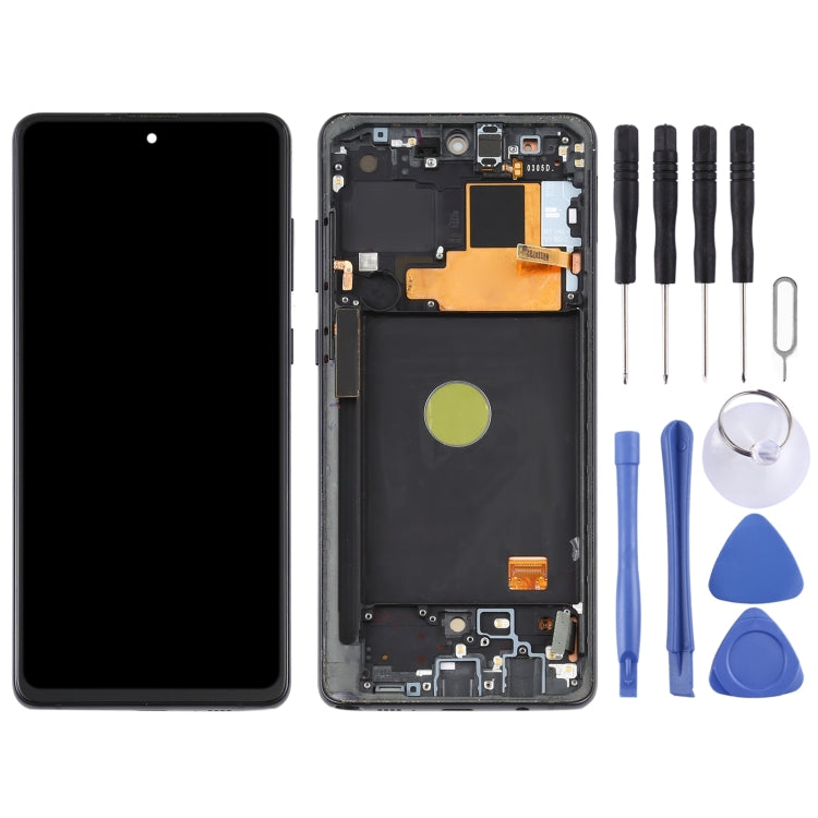 Original Super AMOLED Material LCD Screen and Digitizer Full Assembly With Frame for Samsung Galaxy Note10 Lite