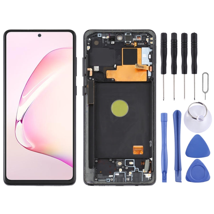 Original Super AMOLED Material LCD Screen and Digitizer Full Assembly With Frame for Samsung Galaxy Note10 Lite