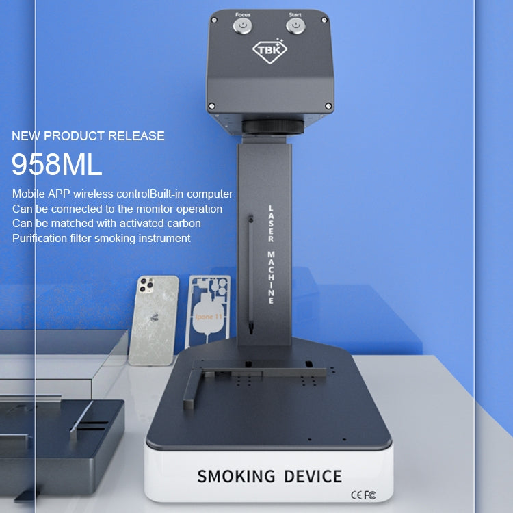 TBK-958ML With Smoking Device Auto Focus Laser Marking Engraver Repair Machine