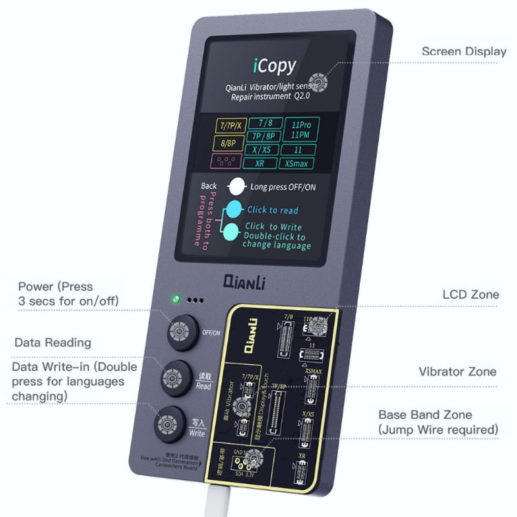 For iPhone 6 - 14 Pro Max 5 in 1 Qianli iCopy Plus 2.2 Repair Detection Programmer Set, Plug: US