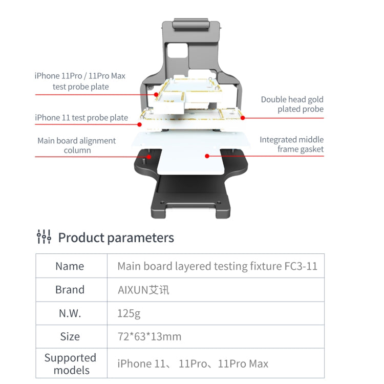 Aixun FC3-11 Mainboard Layered Testing Fixture for iPhone 11/11 Pro/11Pro Max