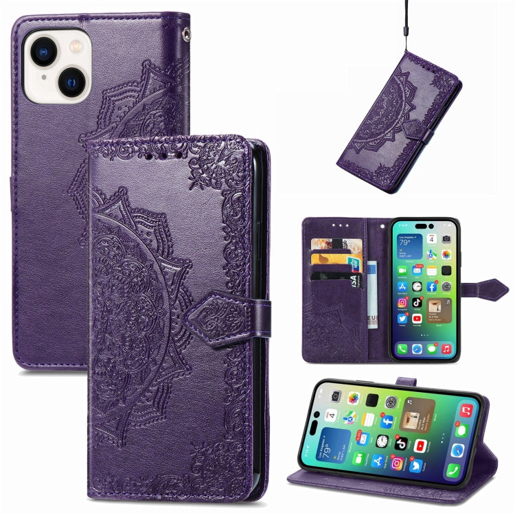 Mandala Flower Embossed Leather Phone Case, Series 1