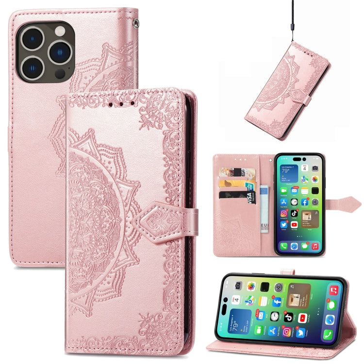 Mandala Flower Embossed Leather Phone Case, Series 1