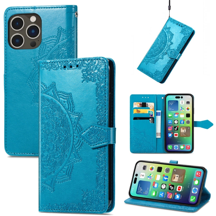 Mandala Flower Embossed Leather Phone Case, Series 1