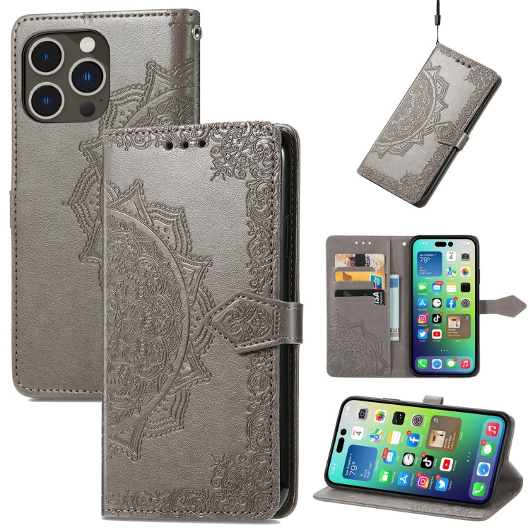 Mandala Flower Embossed Leather Phone Case, Series 1