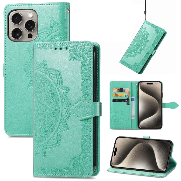 Mandala Flower Embossed Leather Phone Case, Series 1