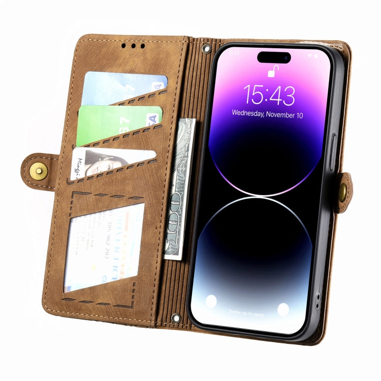 Geometric Zipper Wallet Side Buckle Leather Phone Case, Series 1