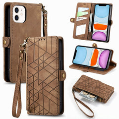 Geometric Zipper Wallet Side Buckle Leather Phone Case, Series 1