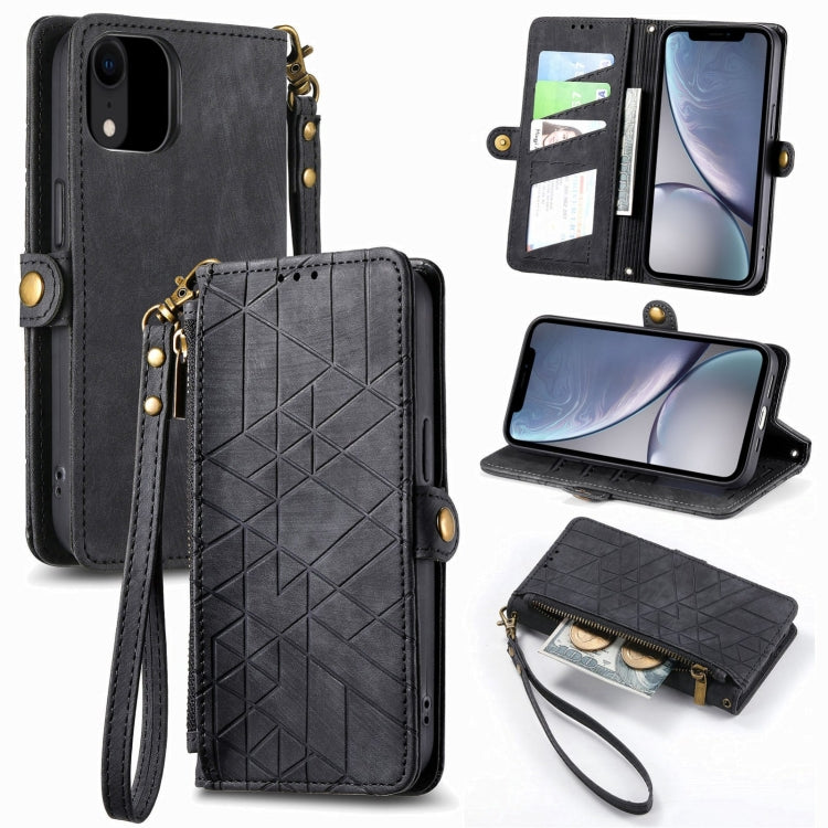 Geometric Zipper Wallet Side Buckle Leather Phone Case, Series 1