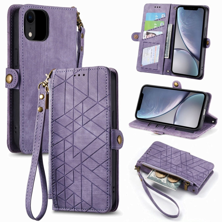 Geometric Zipper Wallet Side Buckle Leather Phone Case, Series 1