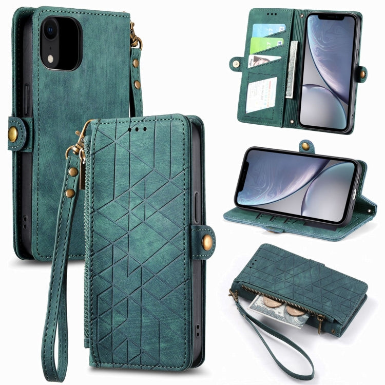 Geometric Zipper Wallet Side Buckle Leather Phone Case, Series 1