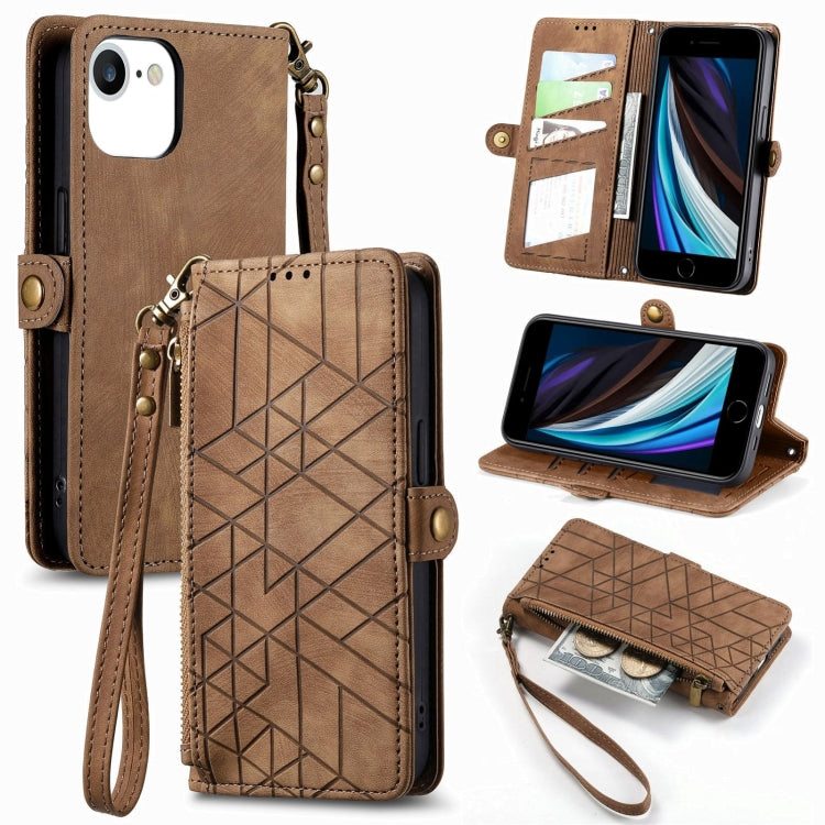 Geometric Zipper Wallet Side Buckle Leather Phone Case, Series 1