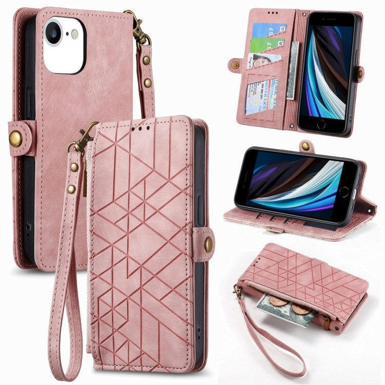 Geometric Zipper Wallet Side Buckle Leather Phone Case, Series 1