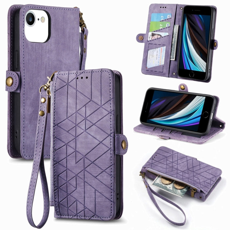 Geometric Zipper Wallet Side Buckle Leather Phone Case, Series 1