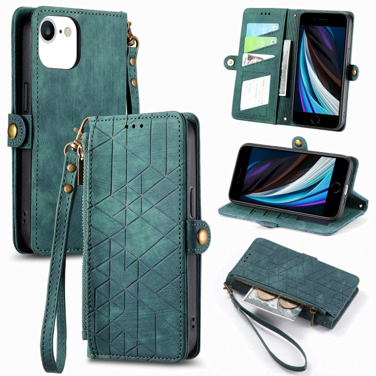 Geometric Zipper Wallet Side Buckle Leather Phone Case, Series 1