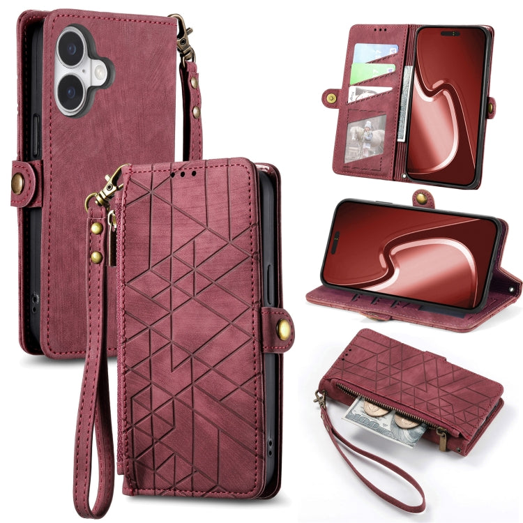 Geometric Zipper Wallet Side Buckle Leather Phone Case, Series 1