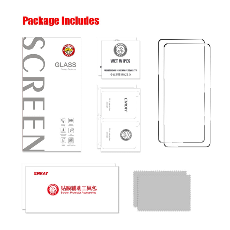 2pcs ENKAY Hat-Prince Full Glue High Aluminum-silicon Tempered Glass Film, For Redmi Note 13 / Note 13 Pro, For Xiaomi Redmi A1+ / A2+ 4G