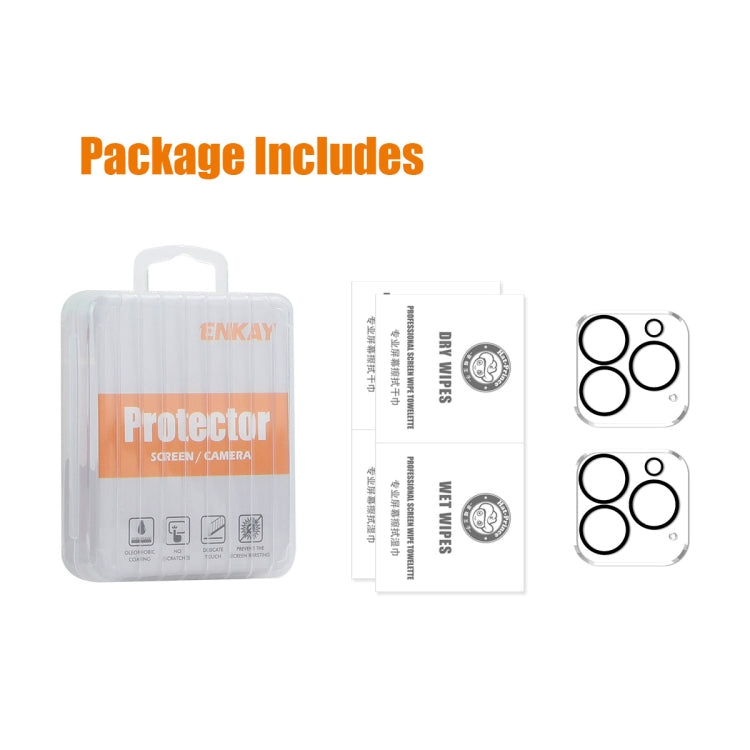2pcs ENKAY Hat-Prince 9H Rear Camera Lens Tempered Glass Film, For iPhone 16 Pro / 16 Pro Max, For iPhone 16 / 16 Plus, For iPhone 15 Pro / 15 Pro Max, For iPhone 15 / 15 Plus
