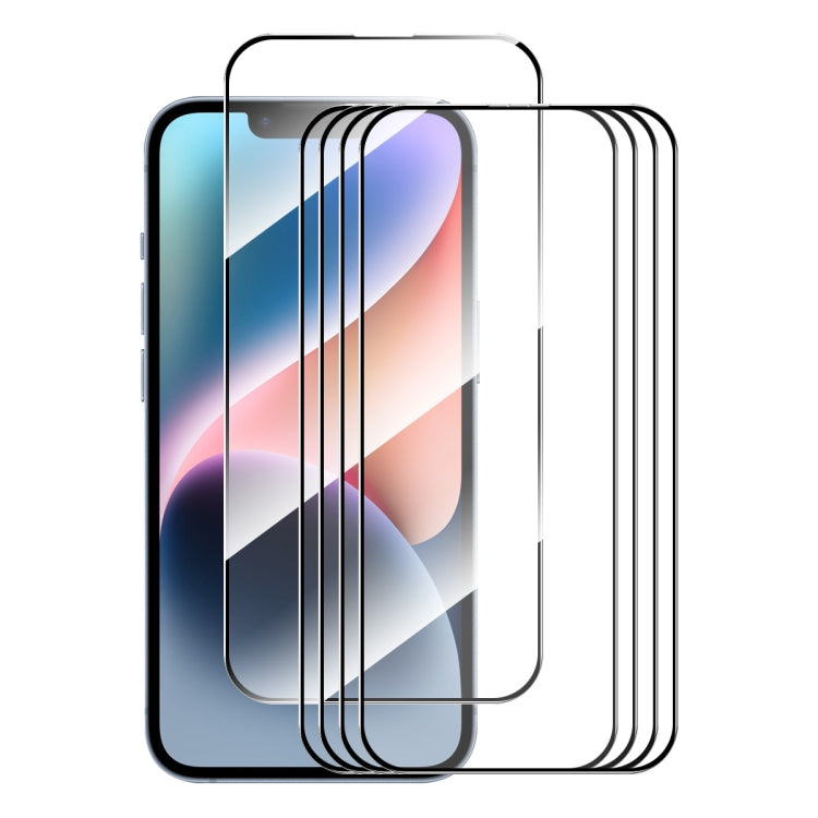 5pcs ENKAY Full Glue High Aluminum-silicon Tempered Glass Film, For iPhone 16 Pro Max, For iPhone 16 Pro, For iPhone 16 Plus, For iPhone 16, iPhone 16e, For iPhone 15 Pro Max, For iPhone 15 Pro, For iPhone 15 Plus, For iPhone 15
