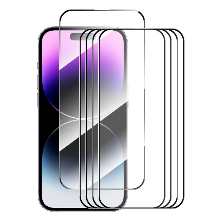 5pcs ENKAY Full Glue High Aluminum-silicon Tempered Glass Film, For iPhone 16 Pro Max, For iPhone 16 Pro, For iPhone 16 Plus, For iPhone 16, iPhone 16e, For iPhone 15 Pro Max, For iPhone 15 Pro, For iPhone 15 Plus, For iPhone 15