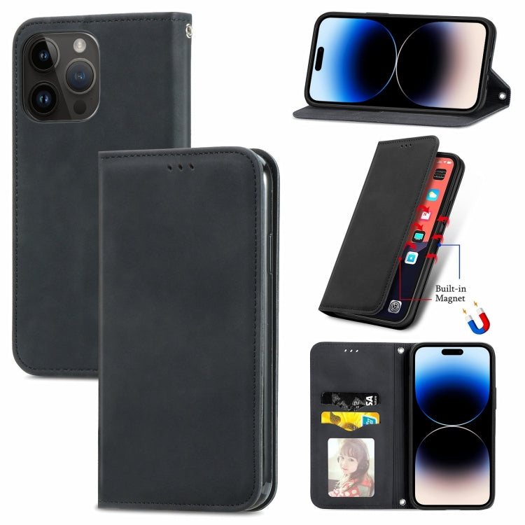 Retro Skin Feel Magnetic Flip Leather Phone Case, For iPhone 14 Pro Max