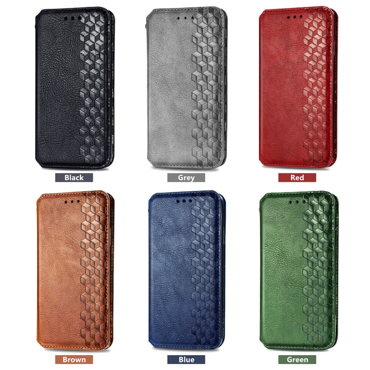 Cubic Grid Pressed Magnetic Leather Phone Case