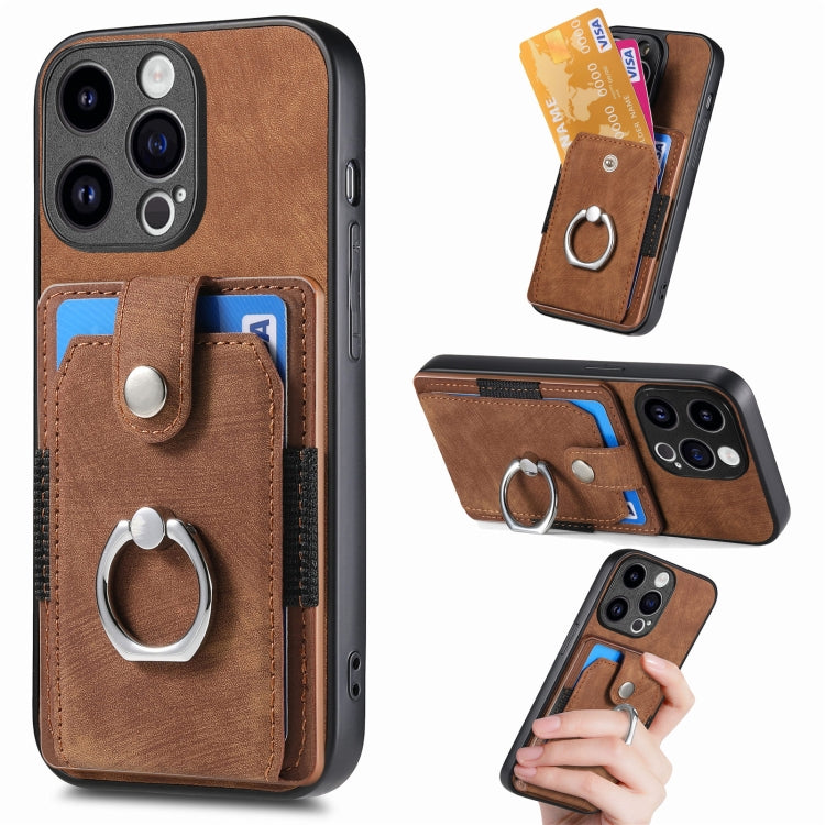 Retro Skin-feel Ring Card Wallet Phone Case, Series 1