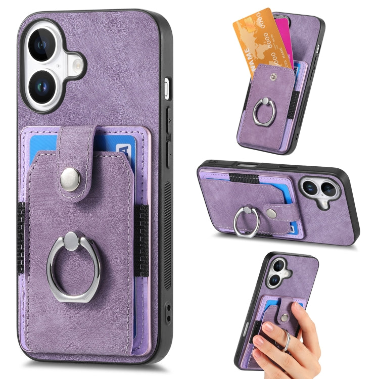 Retro Skin-feel Ring Card Wallet Phone Case, Series 1