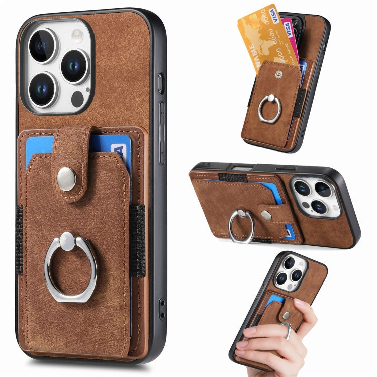 Retro Skin-feel Ring Card Wallet Phone Case, Series 1