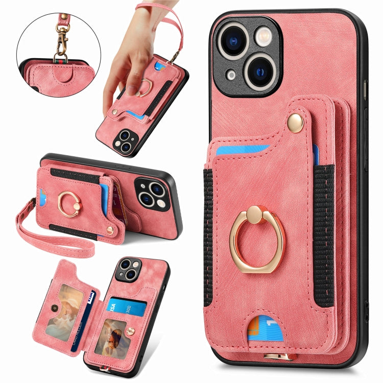 Retro Skin-feel Ring Multi-card Wallet Phone Case, Series 1