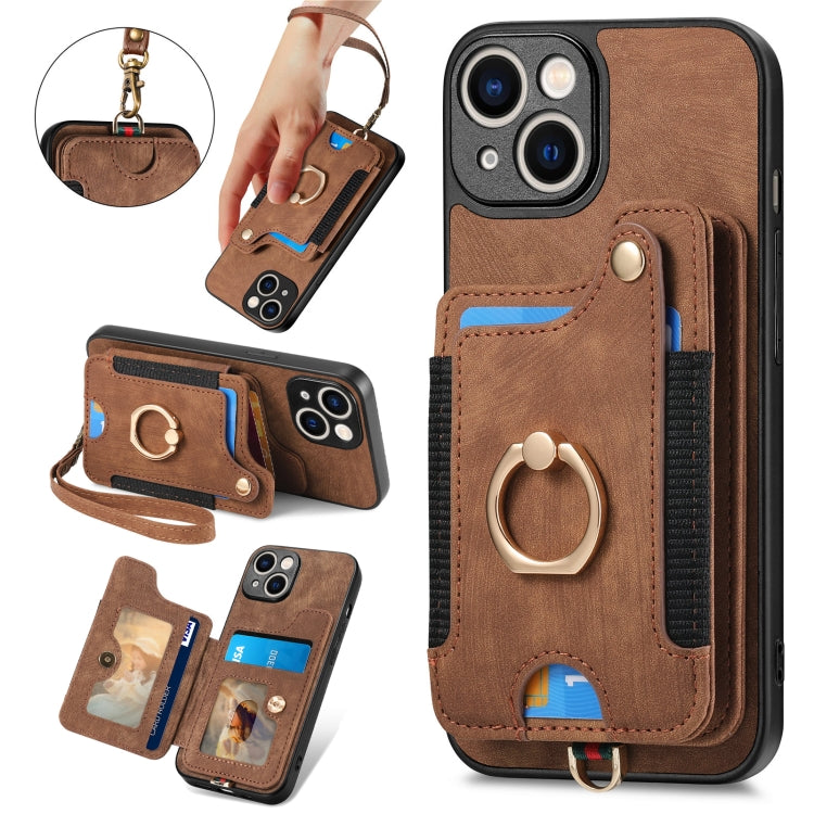 Retro Skin-feel Ring Multi-card Wallet Phone Case, Series 1