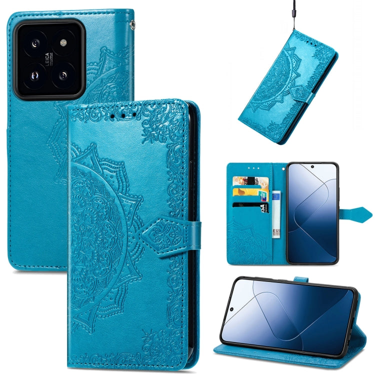 Mandala Flower Embossed Leather Phone Case, For Xiaomi 14 Ultra, For Xiaomi 14 Pro, For Xiaomi 14, For Xiaomi Redmi  Note 13 5G