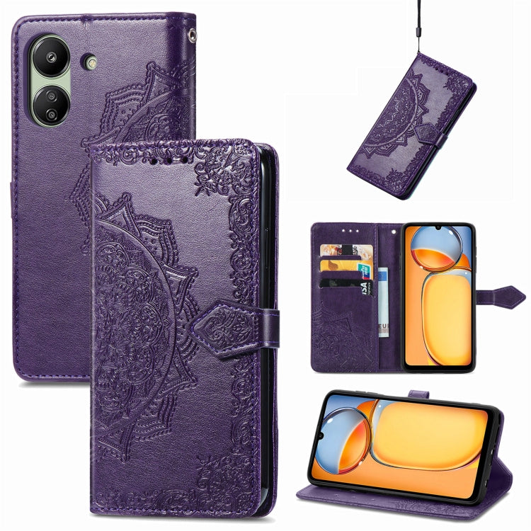 Mandala Flower Embossed Leather Phone Case, Series 1