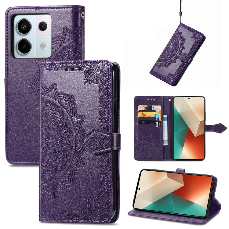 Mandala Flower Embossed Leather Phone Case, For Xiaomi Redmi Note 13 4G, For Xiaomi Redmi 13C, For Xiaomi Redmi Note 13 Pro+, For Xiaomi Redmi Note 13 Pro