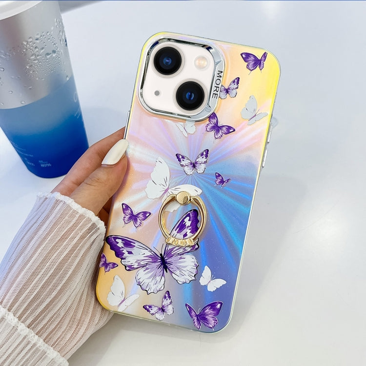 Electroplating Laser Butterfly Ring Holder Phone Case, For iPhone 13