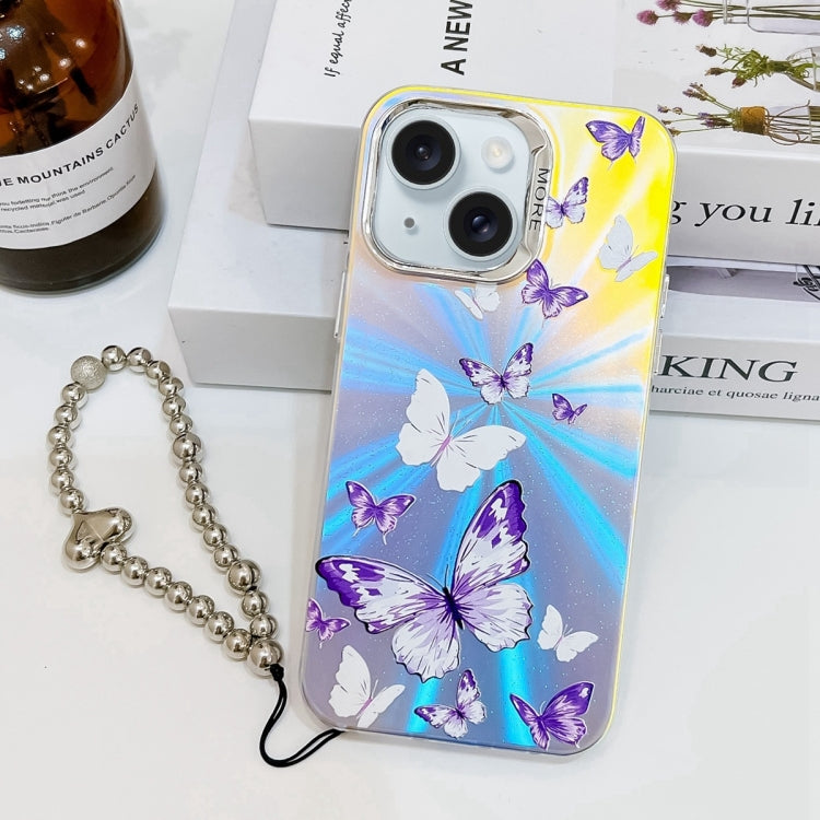 Electroplating Laser Butterfly Phone Case with Wrist Strap, Series 1