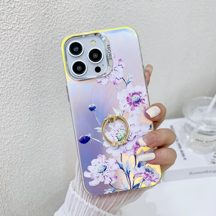 Electroplating Laser Flower Ring Holder TPU Phone Case, Series 1