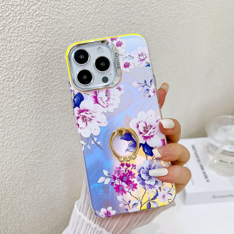 Electroplating Laser Flower Ring Holder TPU Phone Case, Series 1