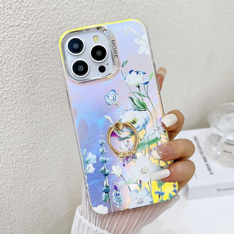 Electroplating Laser Flower Ring Holder TPU Phone Case, Series 1