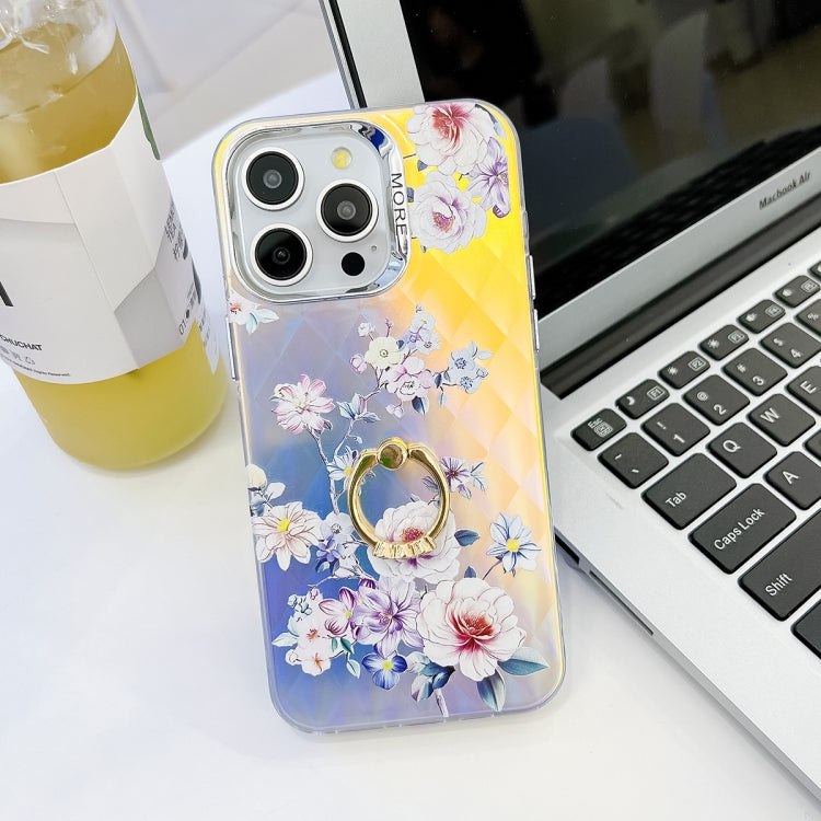 Electroplating Laser Flower Ring Holder TPU Phone Case, Series 1