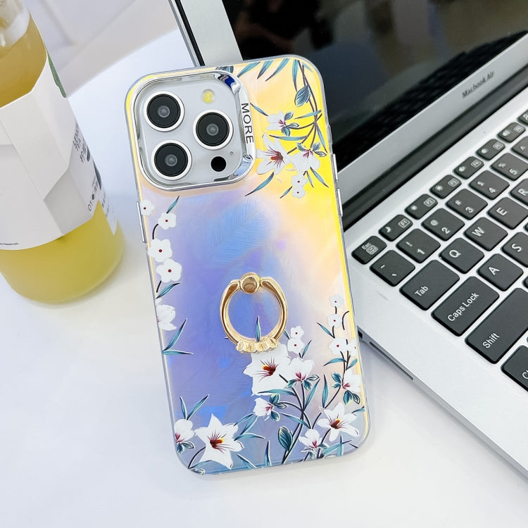 Electroplating Laser Flower Ring Holder TPU Phone Case, Series 1