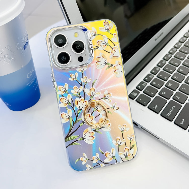 Electroplating Laser Flower Ring Holder TPU Phone Case, Series 1