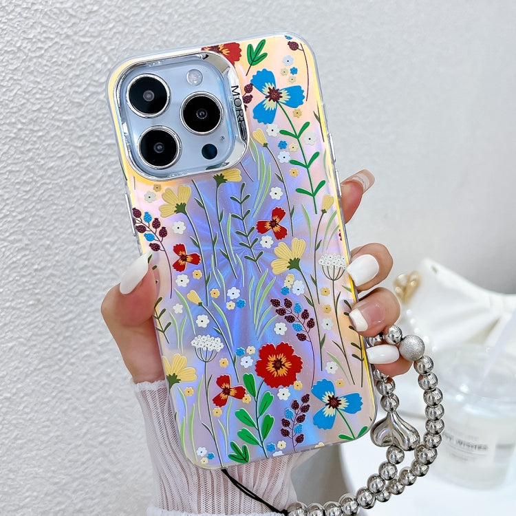 Electroplating Laser Flower Phone Case with Wrist Strap, Series 1