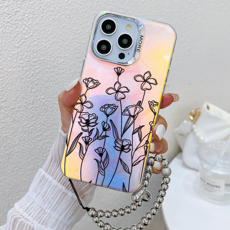 Electroplating Laser Flower Phone Case with Wrist Strap, Series 1