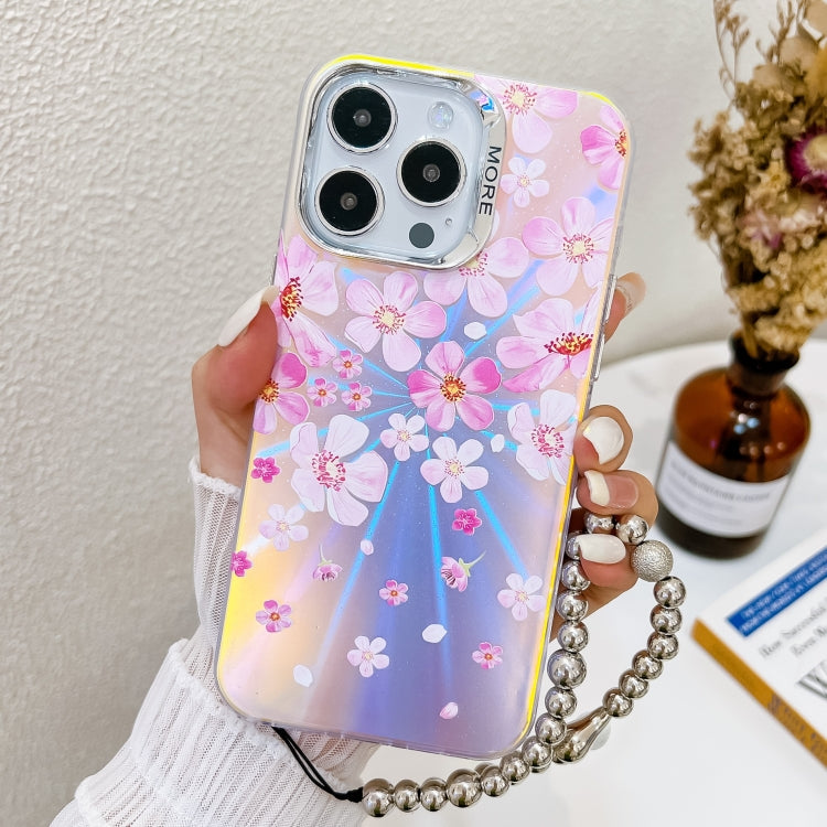 Electroplating Laser Flower Phone Case with Wrist Strap, Series 1