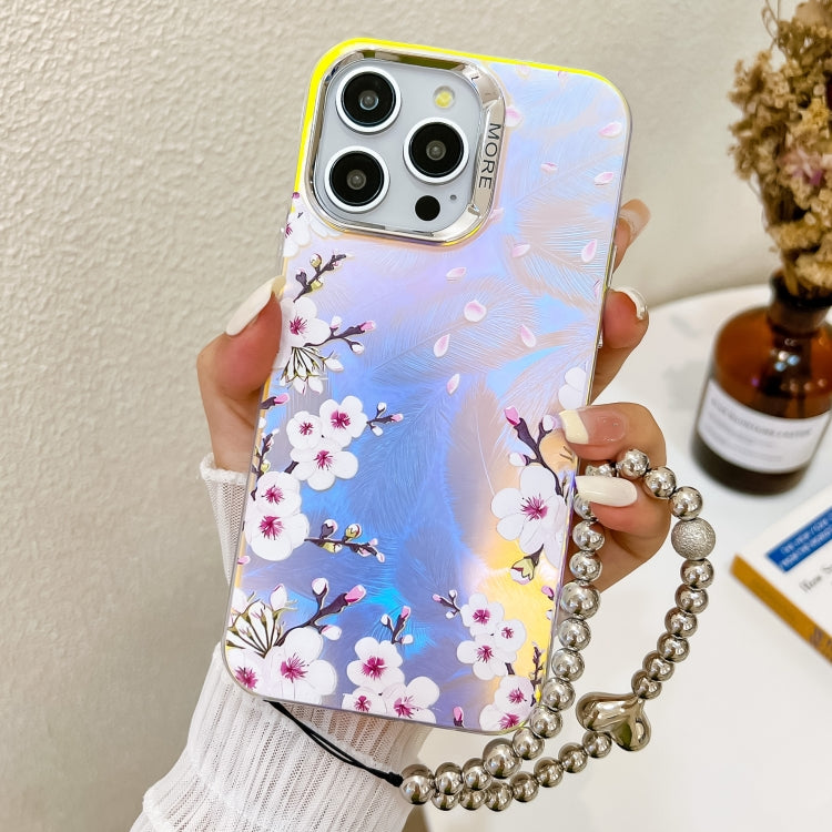 Electroplating Laser Flower Phone Case with Wrist Strap, Series 1